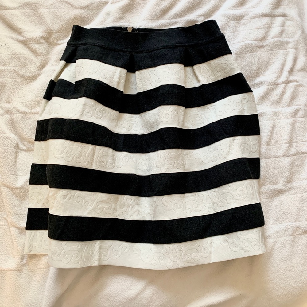 Black and white striped full skirt